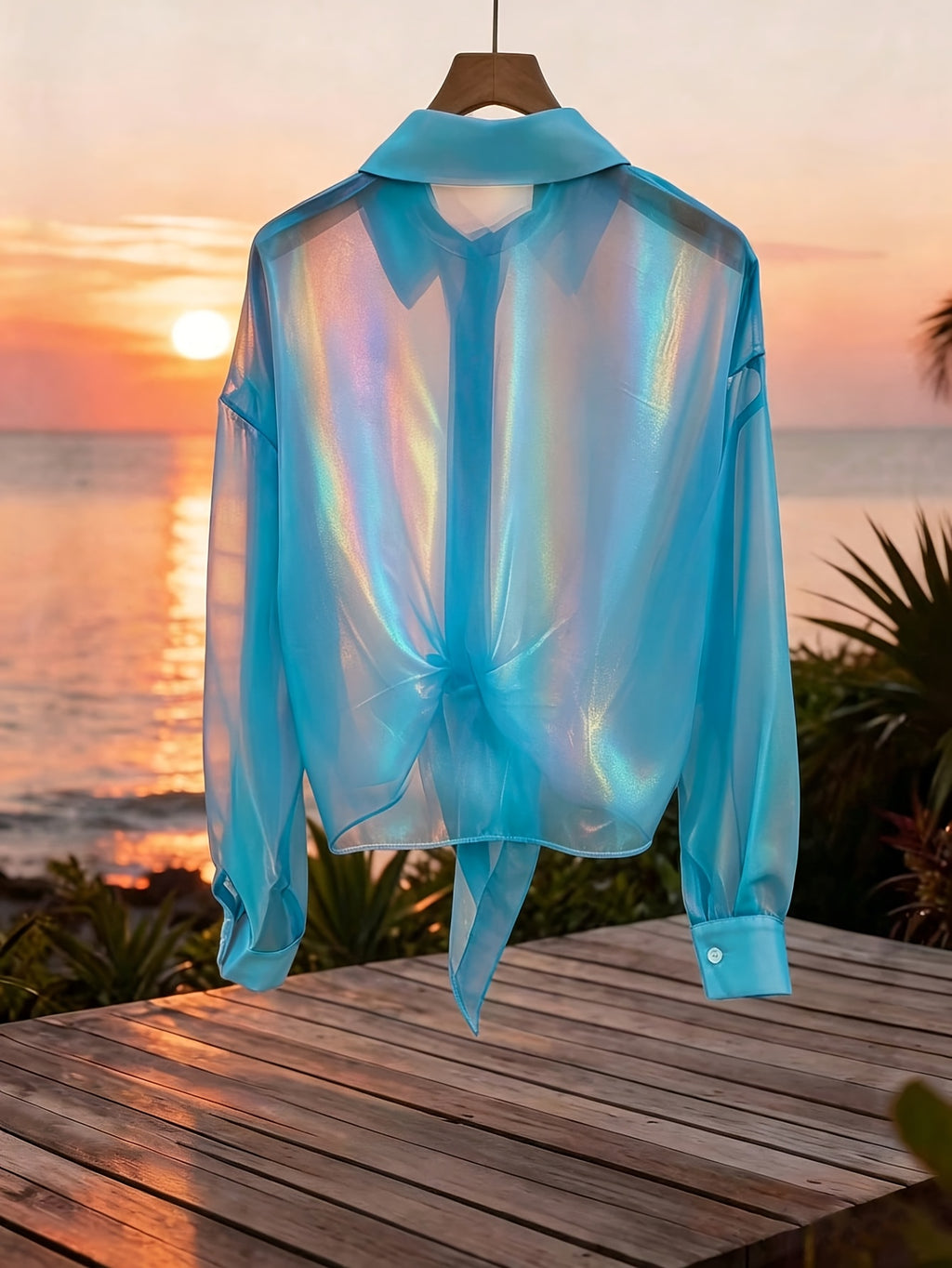 Women'S Popular Fashion Casual Blouse - Sky Blue