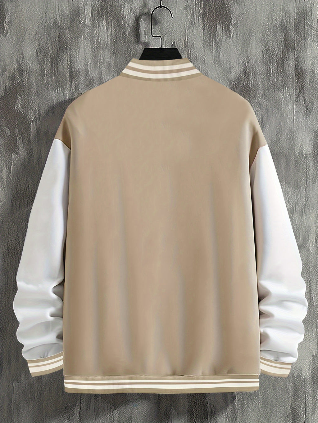 Vintage NY Letter Baseball Jacket, Men's American Casual Jacket - Khaki