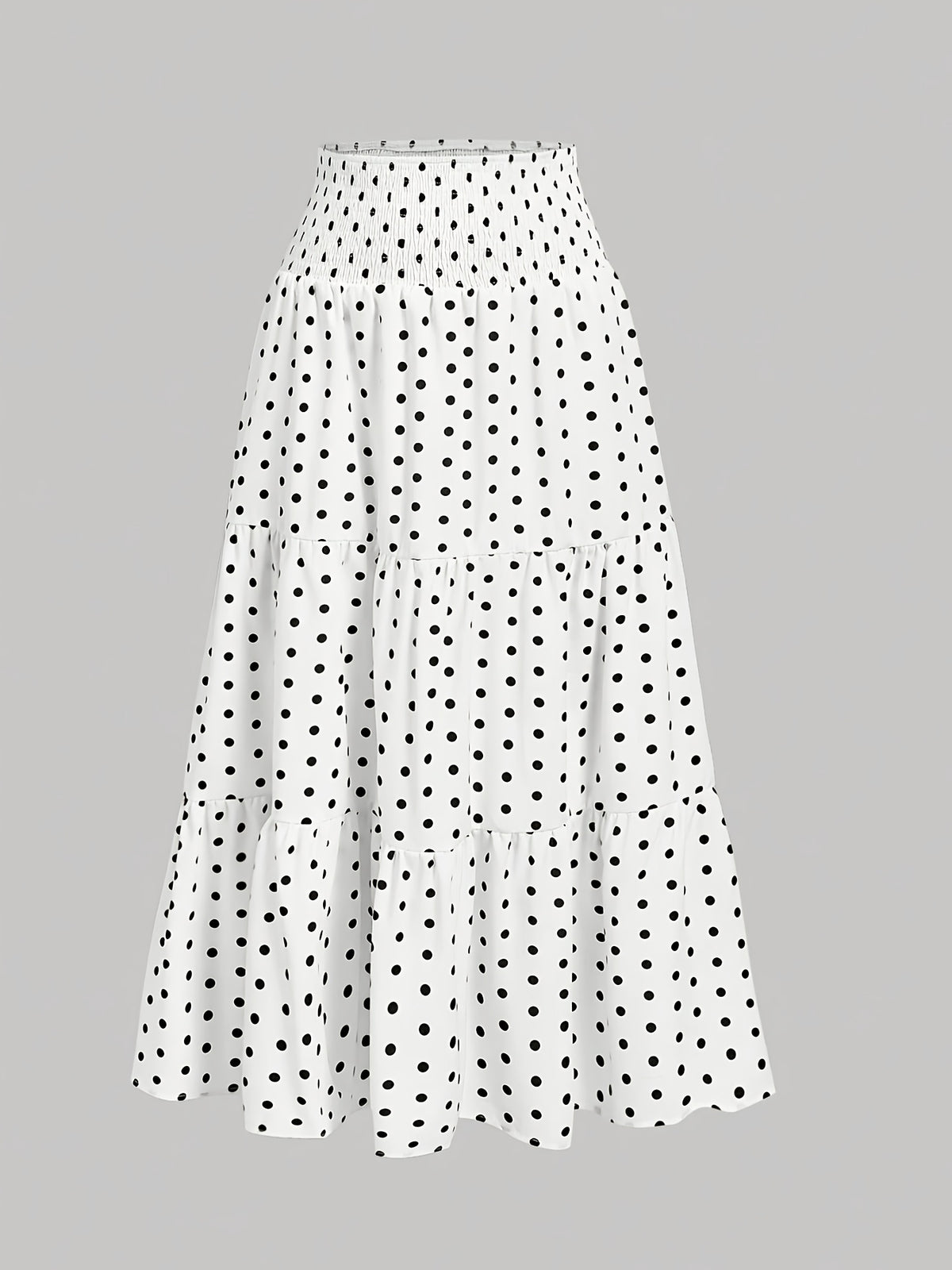 Women's Polka Dot Pleated Casual Versatile Everyday Dress, Elegant Special Edition - White