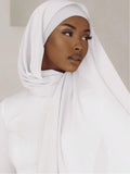 2pcs/Set FONSAF Women' Chiffon & Tube Cap - Solid Color Muslim Headscarf with Jersey Inner Cap, Breathable Chiffon Suitable for Prayer, Work, Daily Wear, Conservative for All Seasons, Suitable for Work, Commute, Outing, Party - White