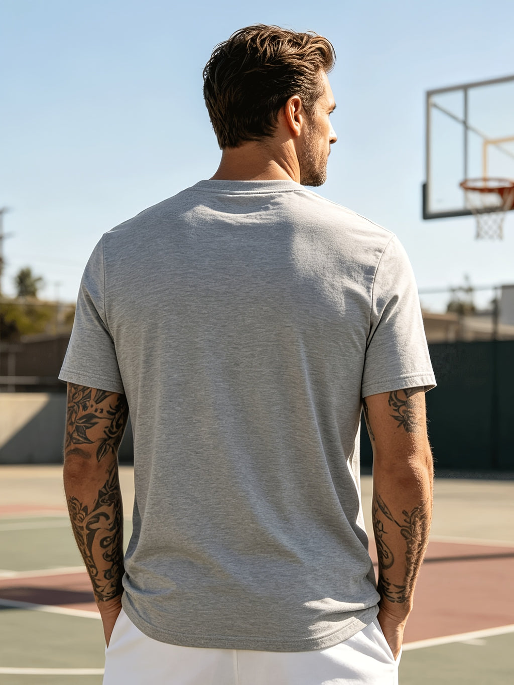 100% Cotton 2pcs Men's Basic V-Neck Pure Cotton Solid Color Short Sleeve T-Shirt, Soft and Skin-Friendly, Versatile Top for Fitness, Casual, and Daily Wear - Light Gray + Light Gray