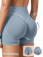 3pcs Set Women'S Spring Summer New Seamless High-Waist Shorts, Waist-Cinching Butt Lift, Suitable for And - Light blue+black+light gray