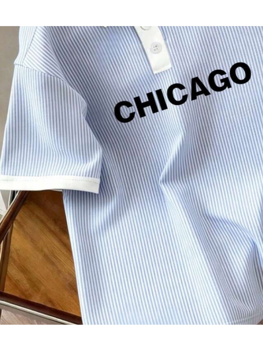 Print Design - Not Textured Men'S Striped Letter Print Casual Versatile Commute Short-Sleeve Polo Shirt - Multicolor A