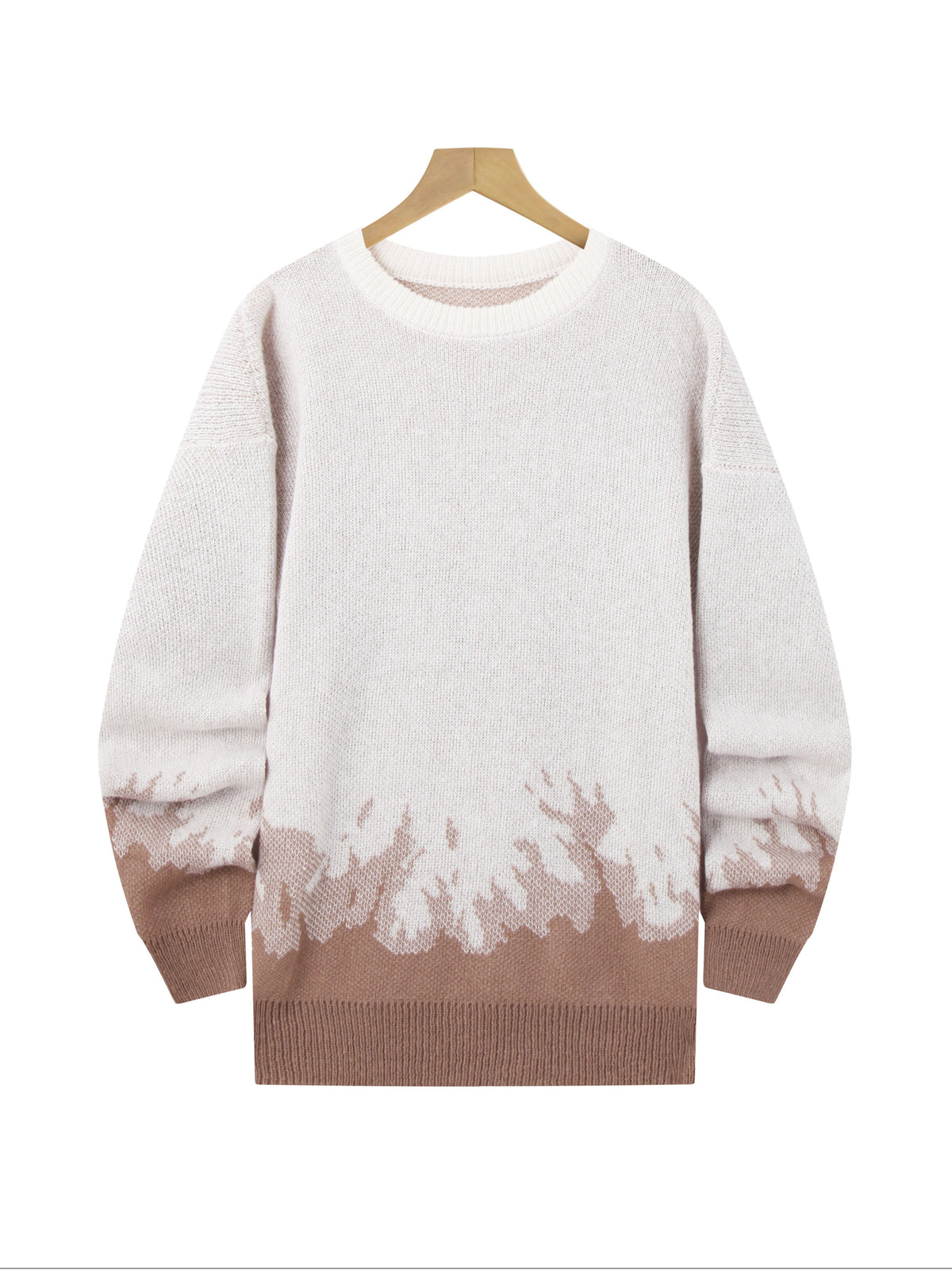 American High Street Gradient Flame Sweater | Trendy Design Knit Top - Light Brown-1