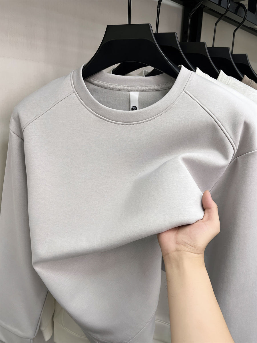 Men's Solid-colored Round-neck Sweatshirt - Star Gray