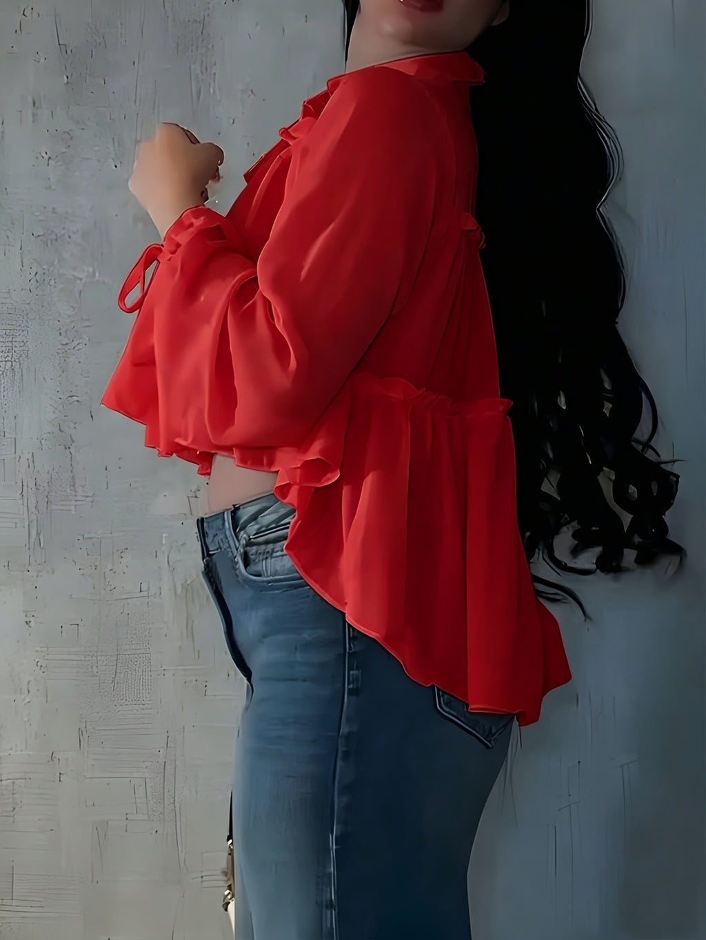 Women's Chiffon Shirt Vacation Beach Shirt - Red