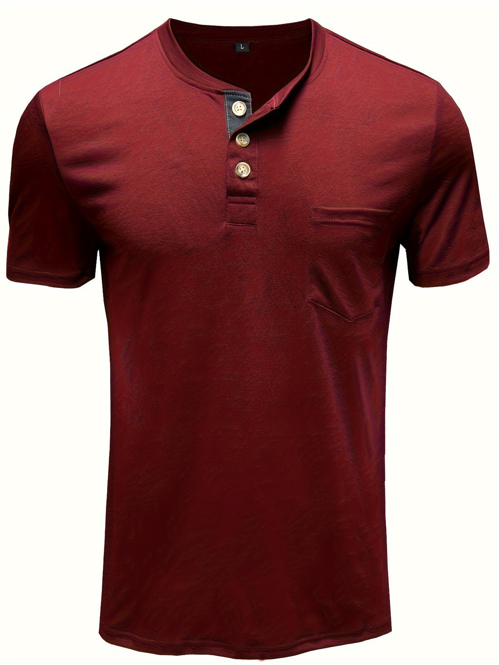 Summer Henry Short Sleeve Two-Piece Set - Wine Red And Army Green