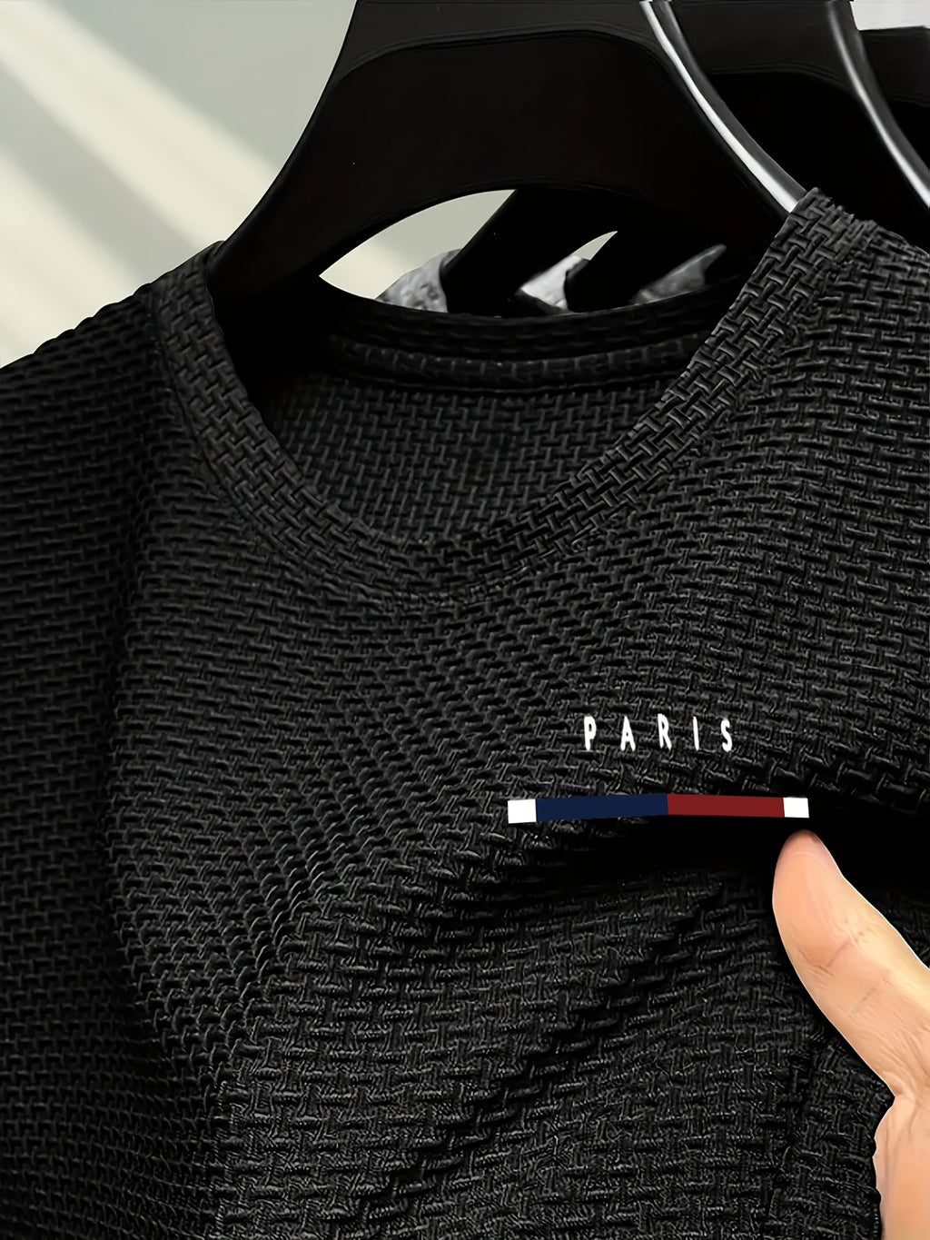 [Villa Le Water OBM] Summer Men'S New Random Print Comfortable Round Neck Men'S New Athletic Casual Fashion All-Match T-Shirt - Black