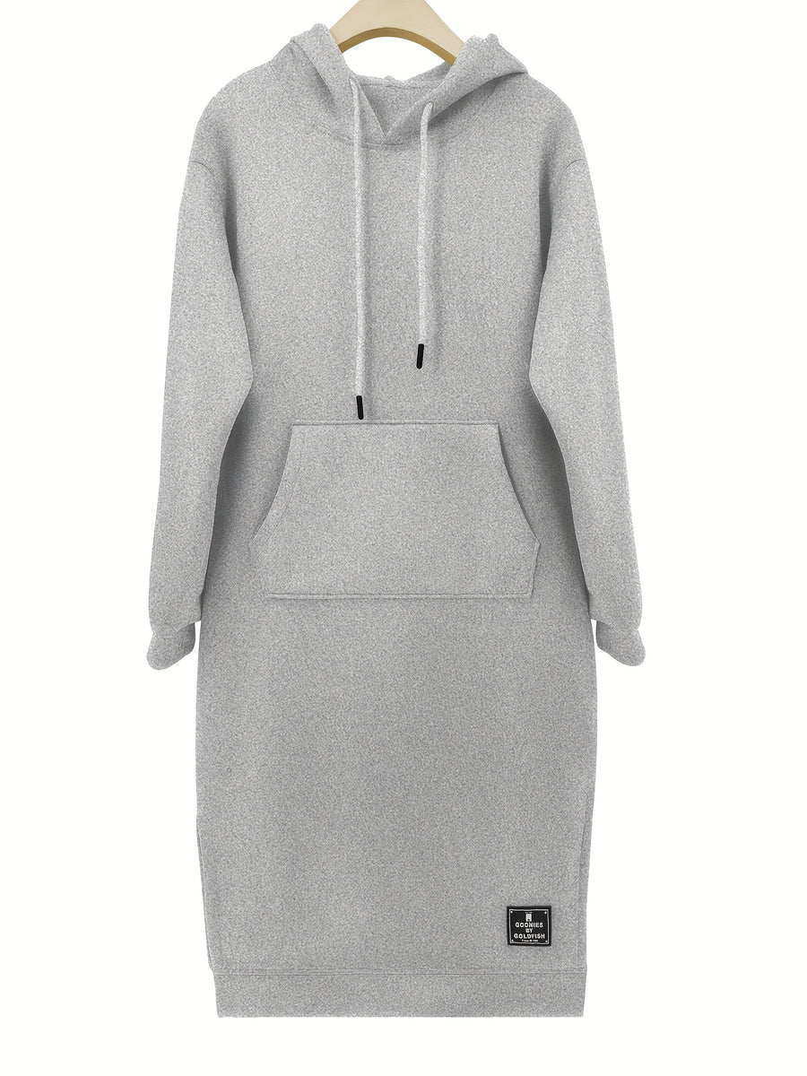 Women's Pullover Hoodie Dress for Autumn and Winter - Grey