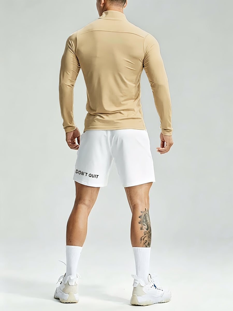 New Men'S Polo Shirt, Men'S Fashionable Trendy Print Polo Shirt, Half-Button Collar Polo Shirt, Suitable for Running, Gym, Cycling, Marathon And Other Sports Tops, Breathable And Non-Stuffy, Machine Washable - Khaki