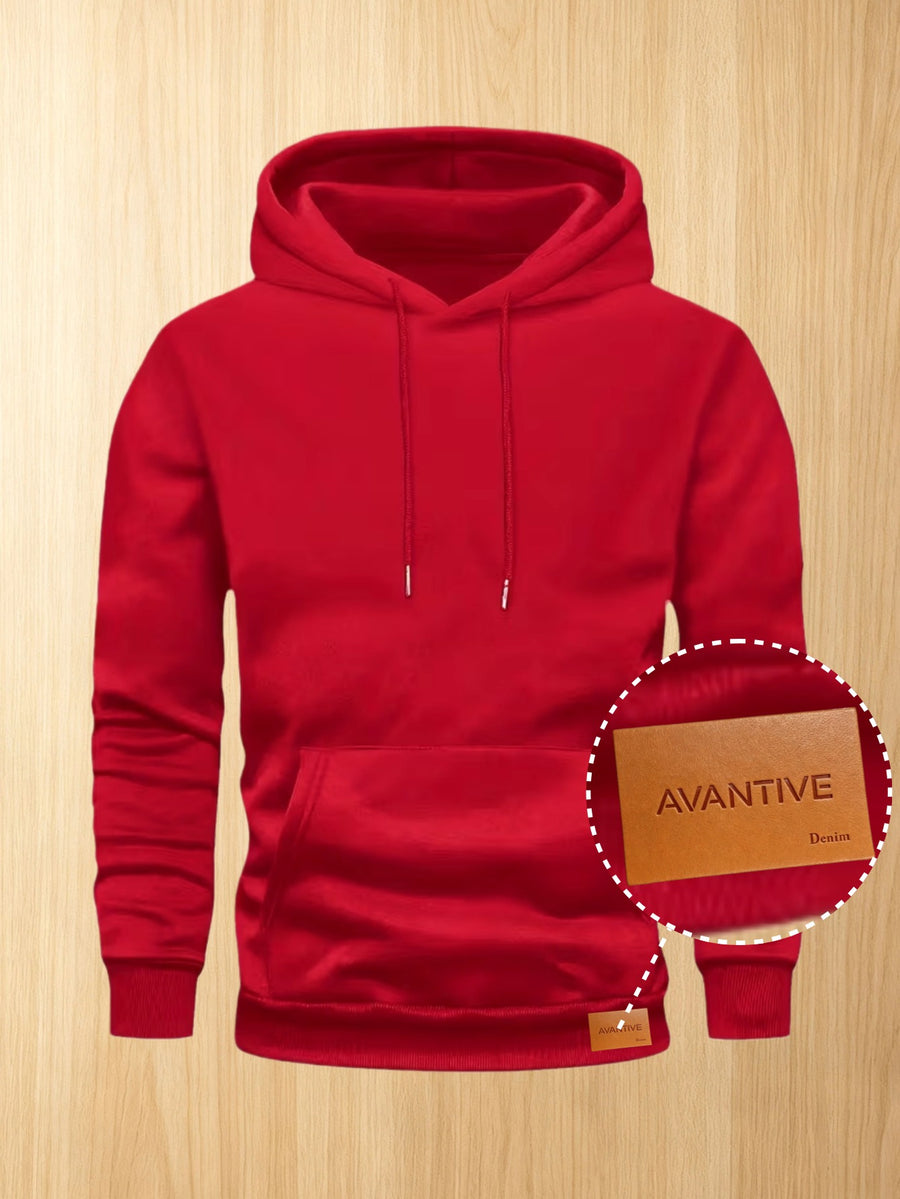 50%, 50%, Men'S Casual Pocket Ankle-Length Hooded Sweatshirt, Cuffs with Ribbed Bottom, Men'S Warm Fleece-Lined Sweatshirt for Global All-Season Base Layer - Red 2