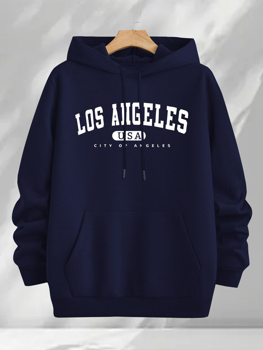 3pcs Urban Element Print Sweatshirt, Men's Casual Hooded Sweatshirt, Long-sleeve Pullover, Slight Stretch, Knitted Polyester Fabric, Regular Men's Hoodie - Dark Blue + Light Gray + Black