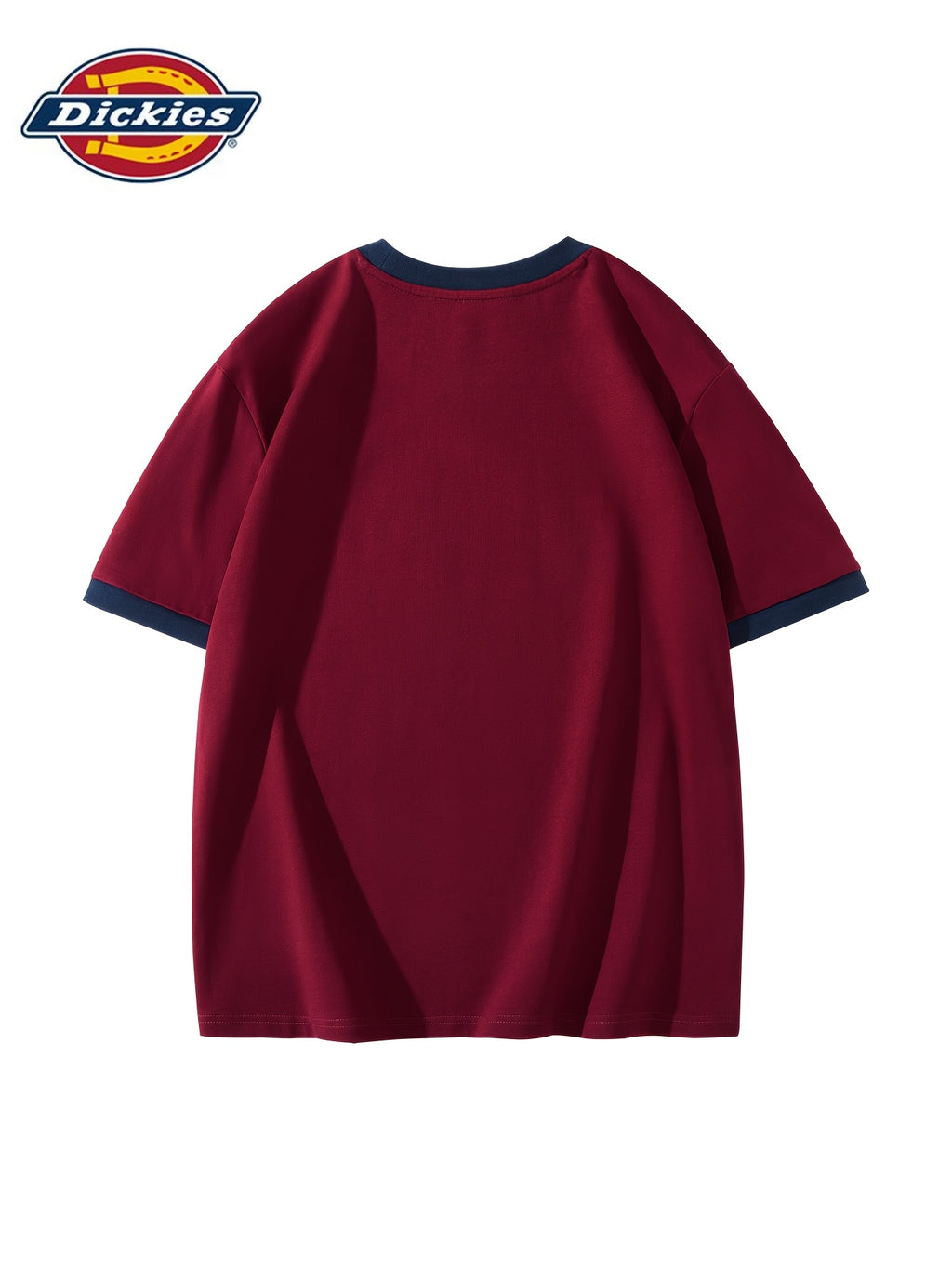 Pear Sheng Dickies International Brand Fashion Short Sleeve [Dickies] Men'S Color-Block Collar Short Sleeve T-Shirt 26 Summer New Loose Large Size Heavyweight Pure Short Sleeve Men'S T-Shirt - Burgundy