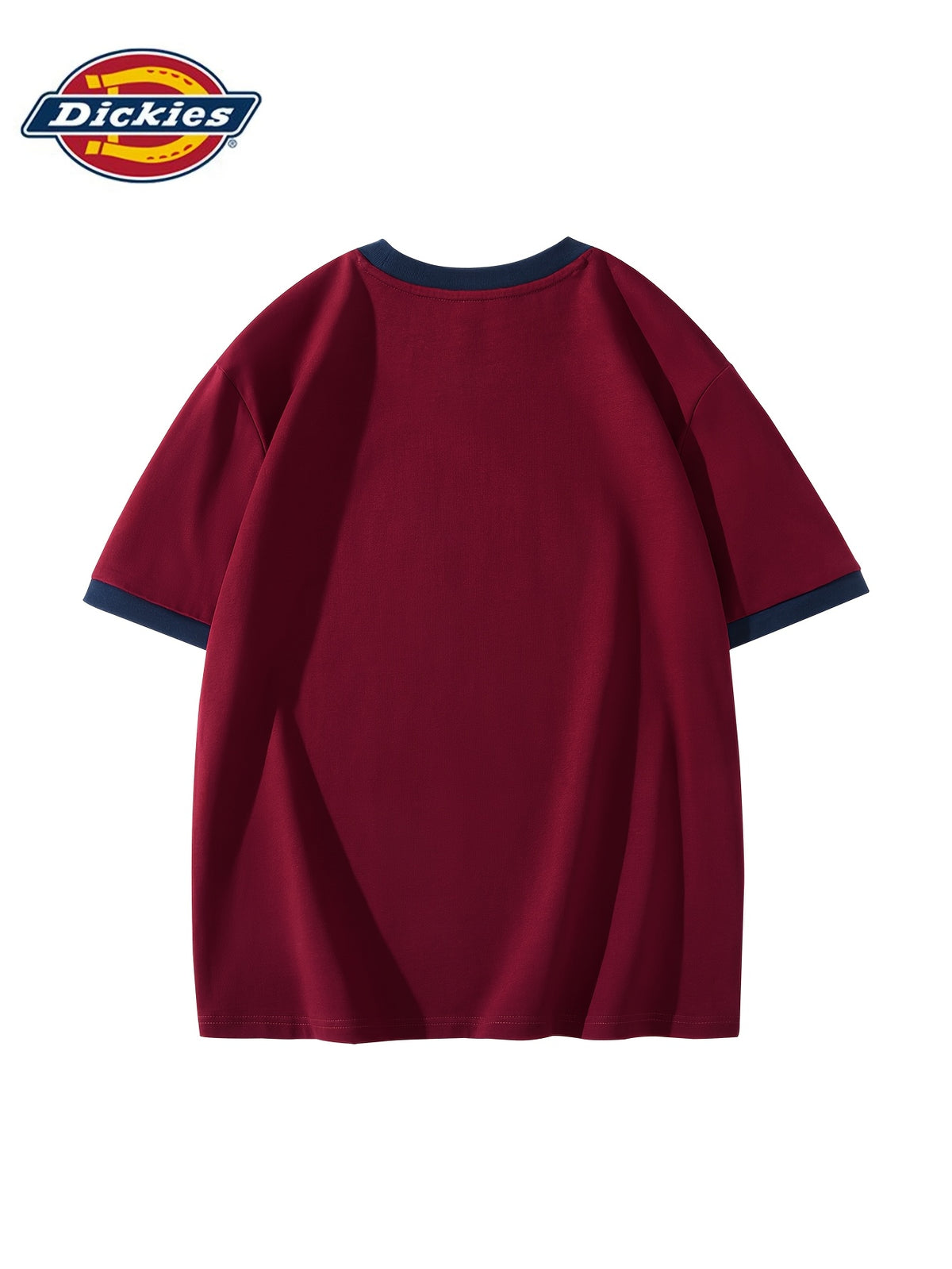 Pear Sheng Dickies International Brand Fashion Short Sleeve [Dickies] Men'S Color-Block Collar Short Sleeve T-Shirt 26 Summer New Loose Large Size Heavyweight Pure Short Sleeve Men'S T-Shirt - Burgundy