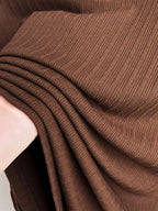 Men'S Vertical Striped V-Neck Knit Shirt, Summer Lapel Men'S Short-Sleeved T-Shirt, Solid Color Striped POLO Shirt, Casual Business Versatile Top, Commuting Men'S Clothing, Temperament Men'S Top - Coffee Brown