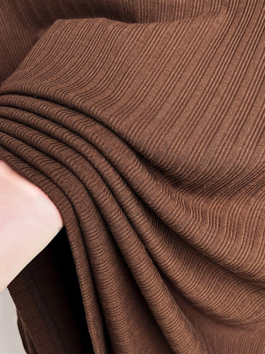 Men'S Vertical Striped V-Neck Knit Shirt, Summer Lapel Men'S Short-Sleeved T-Shirt, Solid Color Striped POLO Shirt, Casual Business Versatile Top, Commuting Men'S Clothing, Temperament Men'S Top - Coffee Brown