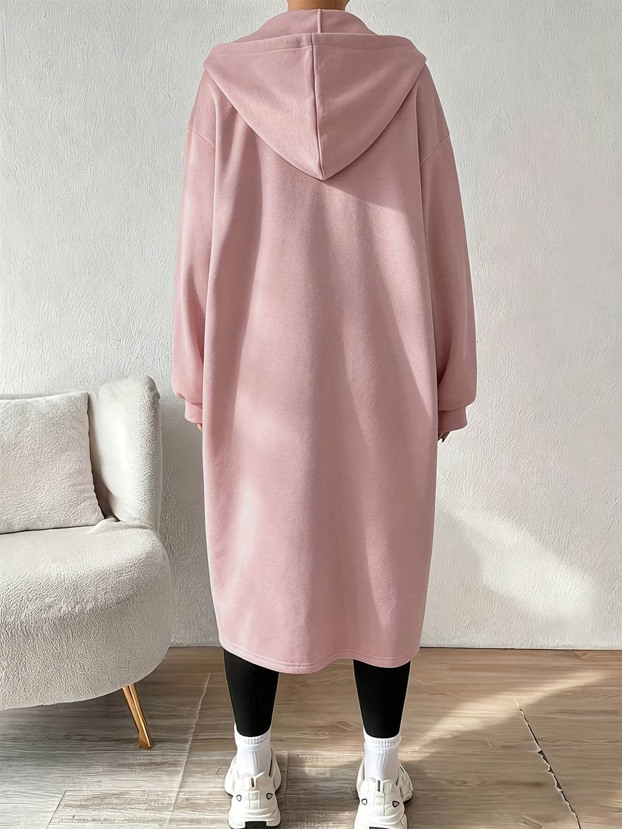 Women's Fashion Color-Block Zip-Up Jacket with Valentine's Day 5-Heart Pattern Print - Peach
