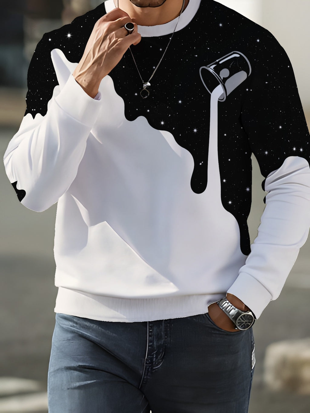 Spring And Autumn Casual Men'S Fashion Round Neck Sweatshirt Casual Long Sleeve Top Men'S Sweatshirt - Mixed colors
