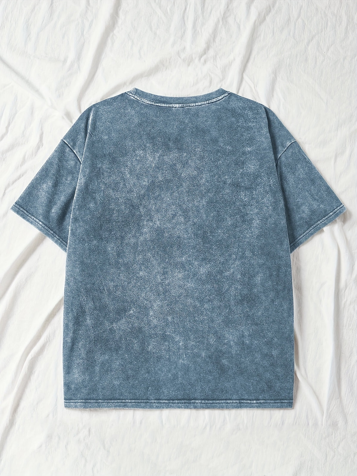 Plus Size - Plus Size - Casual Everyday Washed T-Shirt with a Retro Crew Neck And Short Sleeves, Designed for Plus Sizes And Featuring a Love Print - Blue