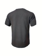 (Set of 3) Men'S Loose-Fitting Solid Color Henley Short-Sleeve, Round Neck Half-Button T-Shirt, Suitable for Outdoor Activities in Spring And Summer. - Dark Gray Light Gray Army Green