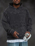 A Men'S Hoodie Jacket, Featuring a Pocketed Design, Embodies American Vintage High Street Style, Is Durable with a Washed, Worn Look, And Is Machine Washable - Black