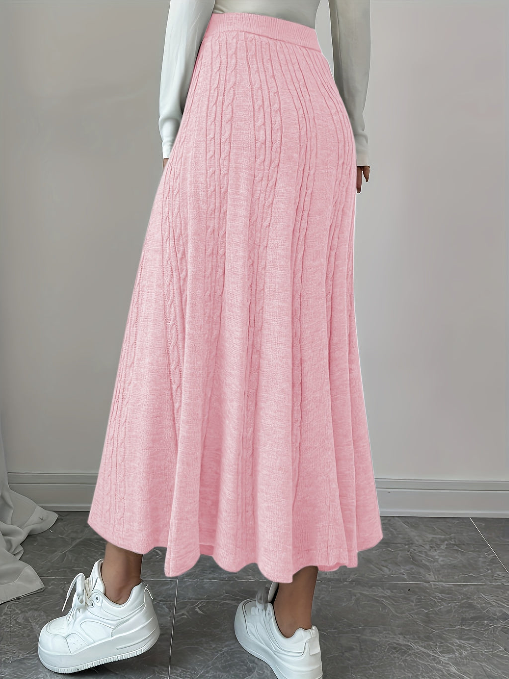 Women'S Autumn and Winter Casual Solid Color Mini Skirt - Pink