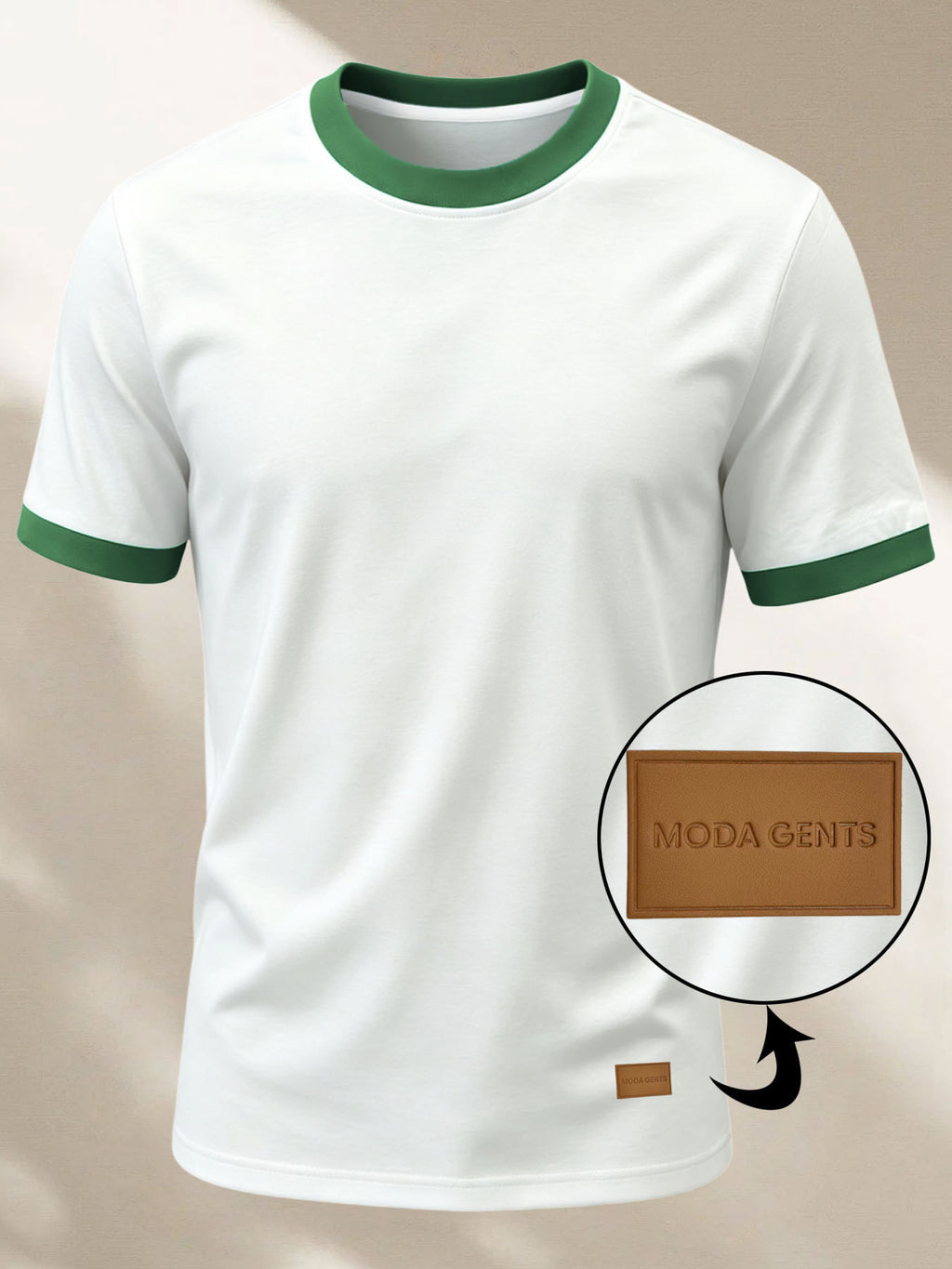 100%, Men'S Knitted Color-Block Round Neck Short-Sleeve T-Shirt, Summer Global All-Season Base Layer Factory Made Men'S Comfortable High-Fit Rate Casual Sports Contrast Patchwork Top - White Green