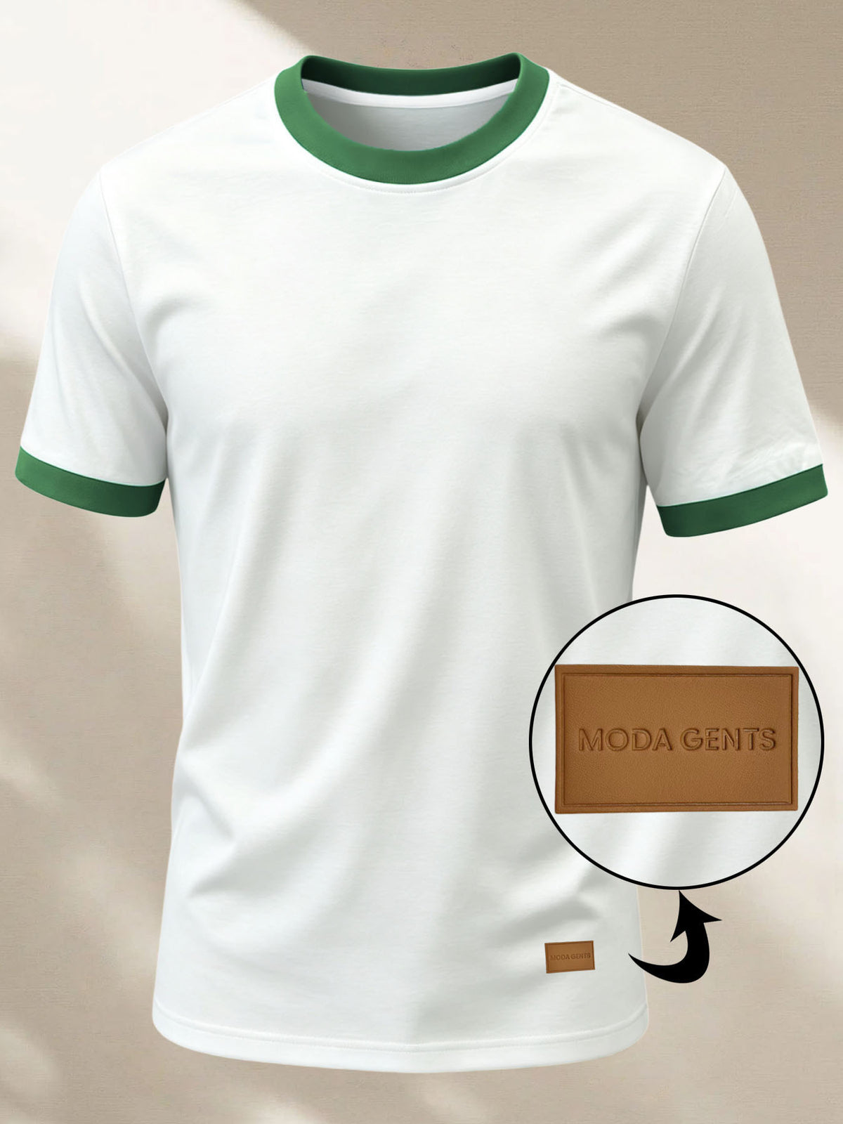 100%, Men'S Knitted Color-Block Round Neck Short-Sleeve T-Shirt, Summer Global All-Season Base Layer Factory Made Men'S Comfortable High-Fit Rate Casual Sports Contrast Patchwork Top - White Green