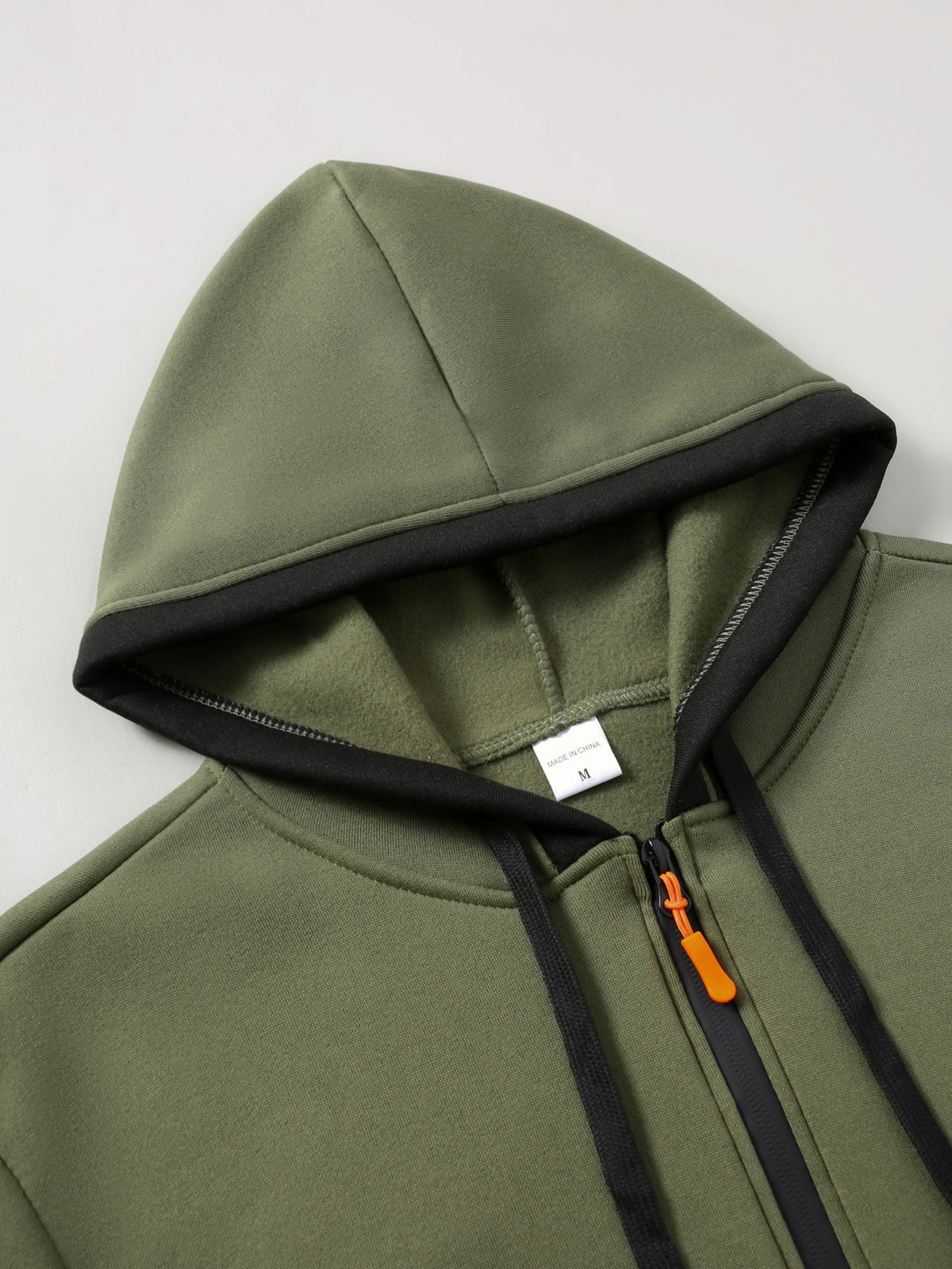 Men'S Color-Block Hooded Cardigan College Style Sweatshirt Casual Fashion Jacket Design Black Pattern Print Fleece Warm Autumn And Winter Long-Sleeved Top - fern green