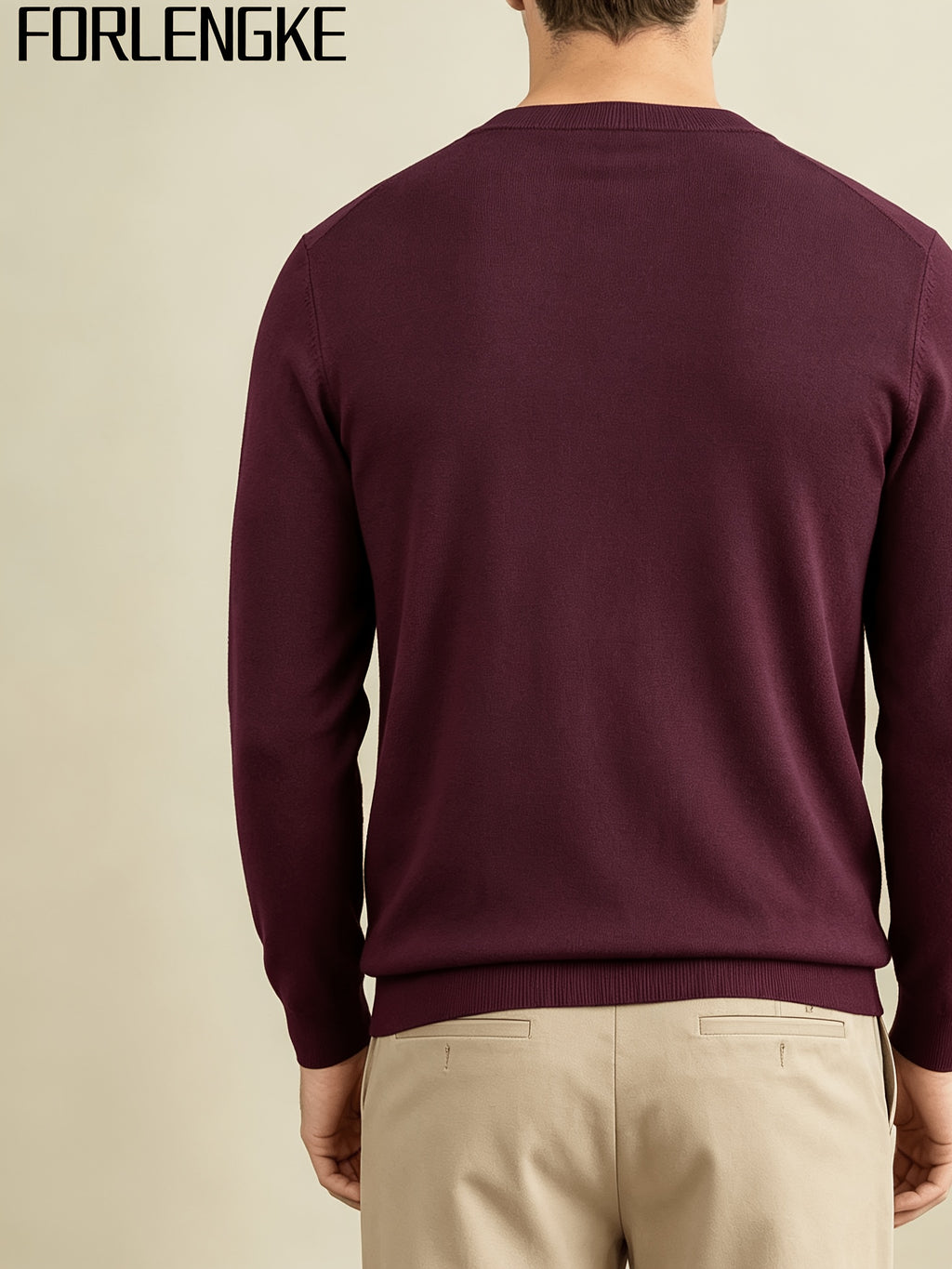 FORLENGKE Men's Business Casual Grid Textured Sweater - Soft Warm Stretch Knit Crew Neck Pullover, Suitable for Fall Winter Office Wear, Long Sleeve Blazer or Sweater Vest Compatible for Daily Professional Attire - Burgundy