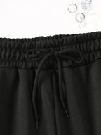 3pcs Women's Elegant Casual Jogger Shorts - Butterfly Print, Drawstring Loose Fit Summer Vacation s Pants, Machine Washable - Black+pink+gray