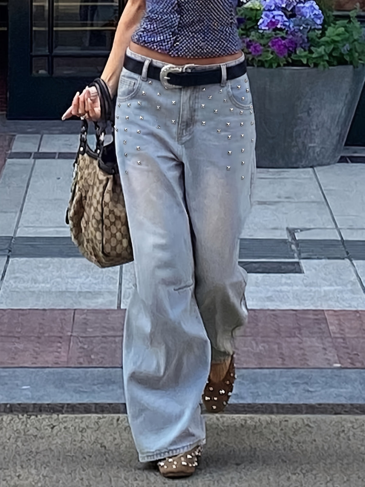 Y2K Women'S Solid-Color Straight-Leg Washed Denim Jeans - Versatile Wide-Leg Trousers Suitable for Streetwear And Commuting; All-Season - Light Blue
