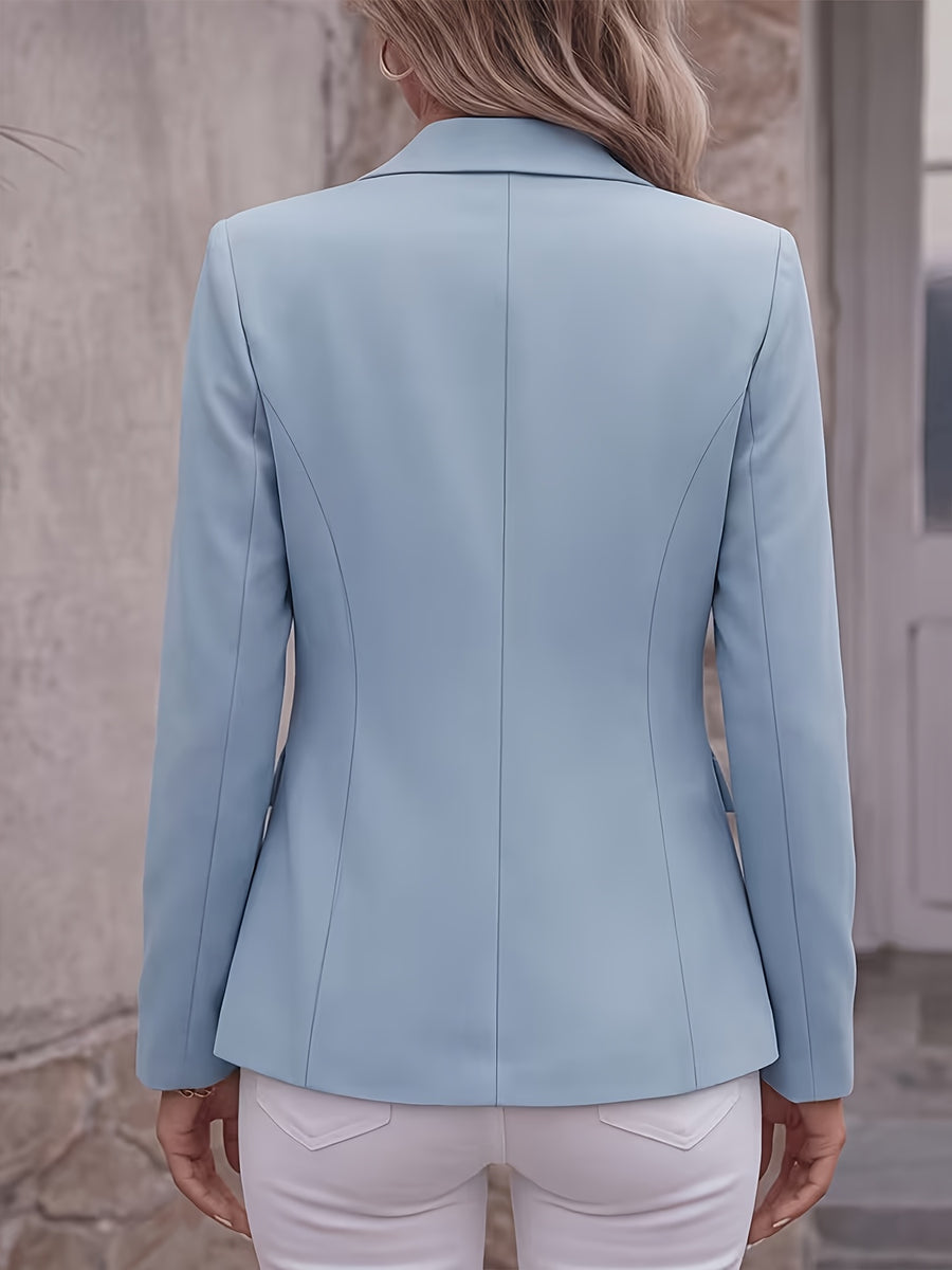 [Maan Mu Qing Directional] BK260608085 Spring Autumn New Style Solid Color Long Sleeve Single Button Versatile Fashion Commuter Suit Jacket with Lining And Pockets - Light Blue