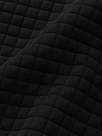 American Style New Men's Casual Pullover Jacquard Sweatshirt, Plaid Hooded Sweatshirt with Large Pocket - Black