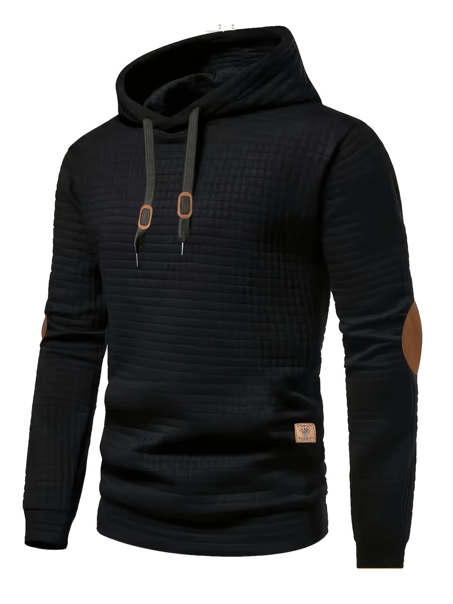 Pddzhaojun Small Checkered Three-Dimensional Hooded Sweatshirt, Autumn Essentials - Black