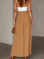 Spring/Summer New Fashion Elegant Loose High-Waist Women'S Wide-Leg Pants - Khaki