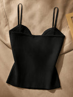 Women's Metal-Embellished Body-Hugging Top ZLLZ - Black