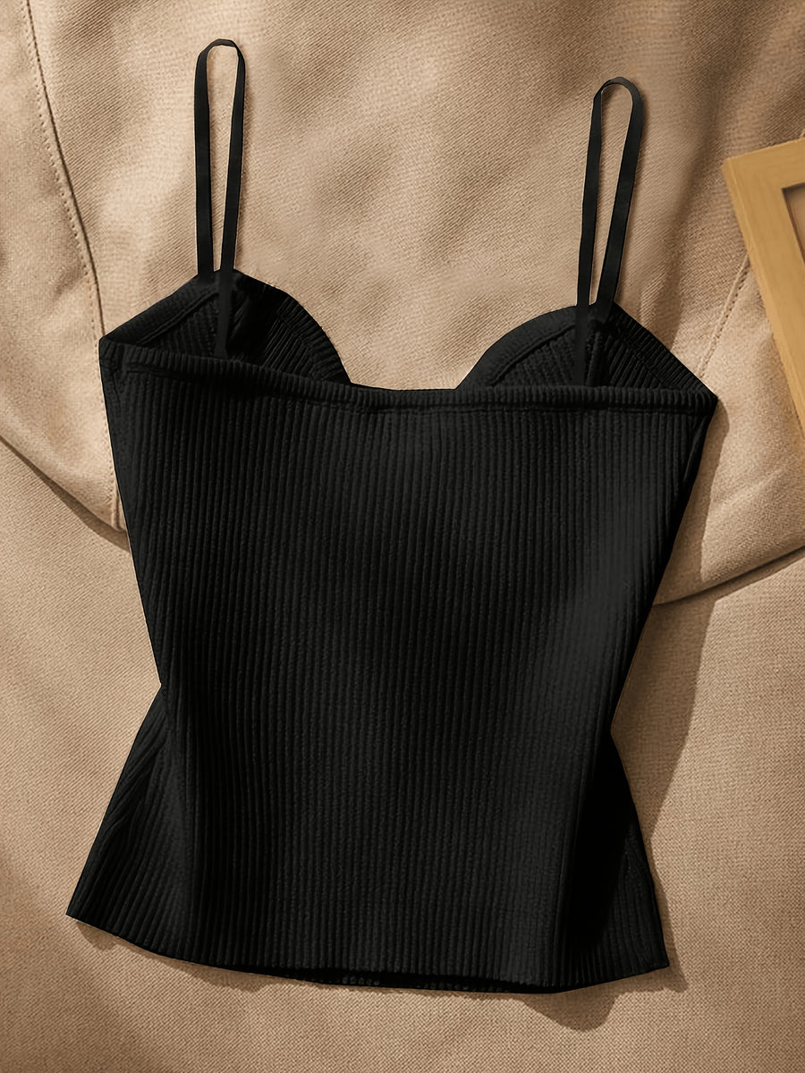 Women's Metal-Embellished Body-Hugging Top ZLLZ - Black