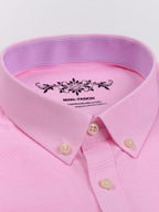 Men'S 60% Long Sleeve Solid Casual Sturdy Oxford Shirt - Pink Color