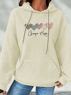 Graphic Print Hoodie, Drawstring Casual Hooded Sweatshirt for Fall And Spring, Women'S Clothing - Apricot