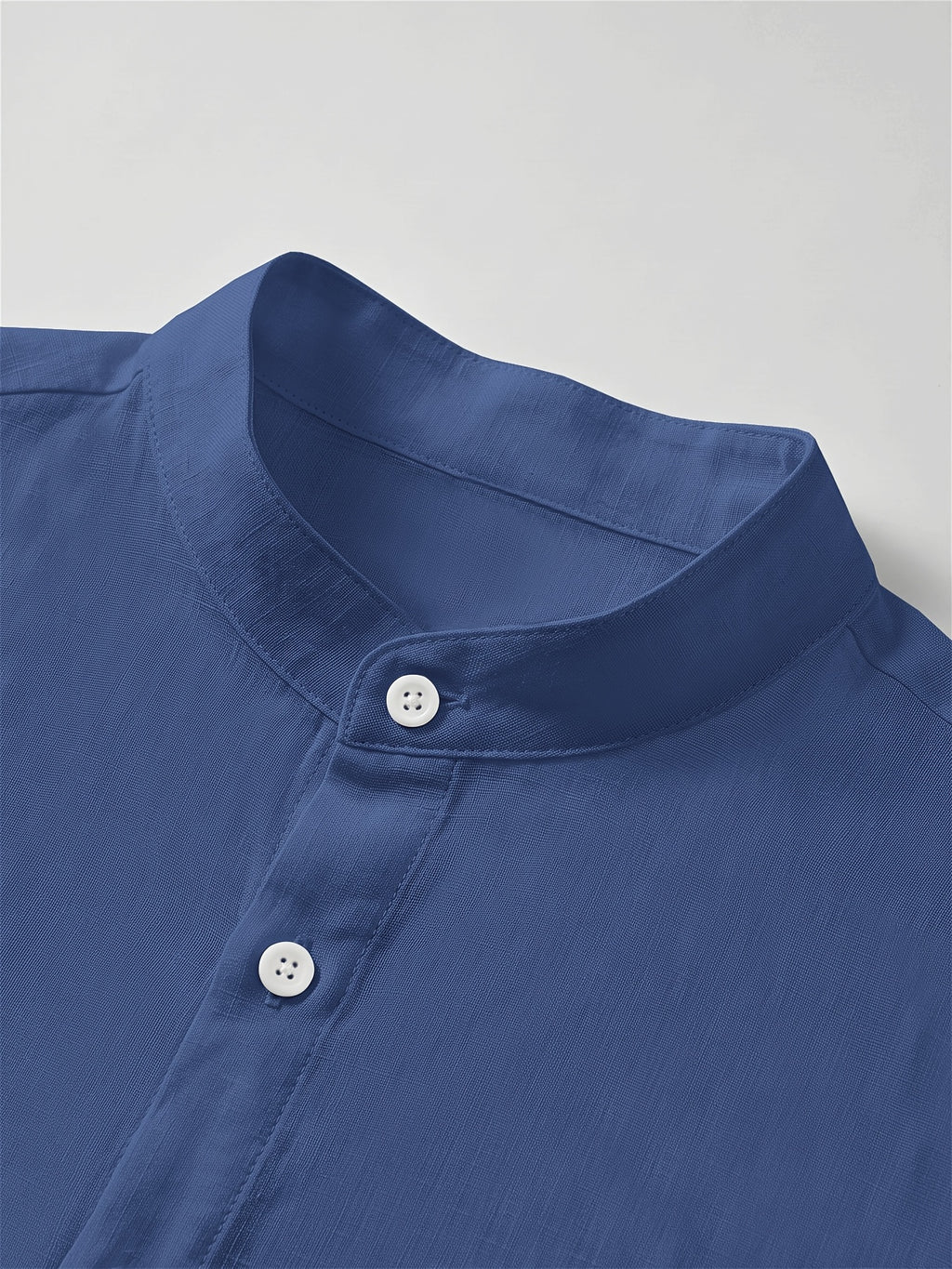 Zhiyu OBM Men's New Stand Collar Solid Color -Look Long Sleeve Shirt 4pcs Set, Simple Stand Collar Design, High-Quality Men's Long Sleeve Button- Shirt for Spring, Autumn, and Winter - Suitable for Outdoor Leisure, Vacation, Travel, and Formal Wear - Navy Blue + Sky Blue + Pink + Rose Red