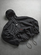 Men's Hooded Sports Jacket with Letter Print and Drawstring Hem, Spring and Autumn Daily Outings, Parties, Holidays, Old Boyfriend, Husband Gift - Black