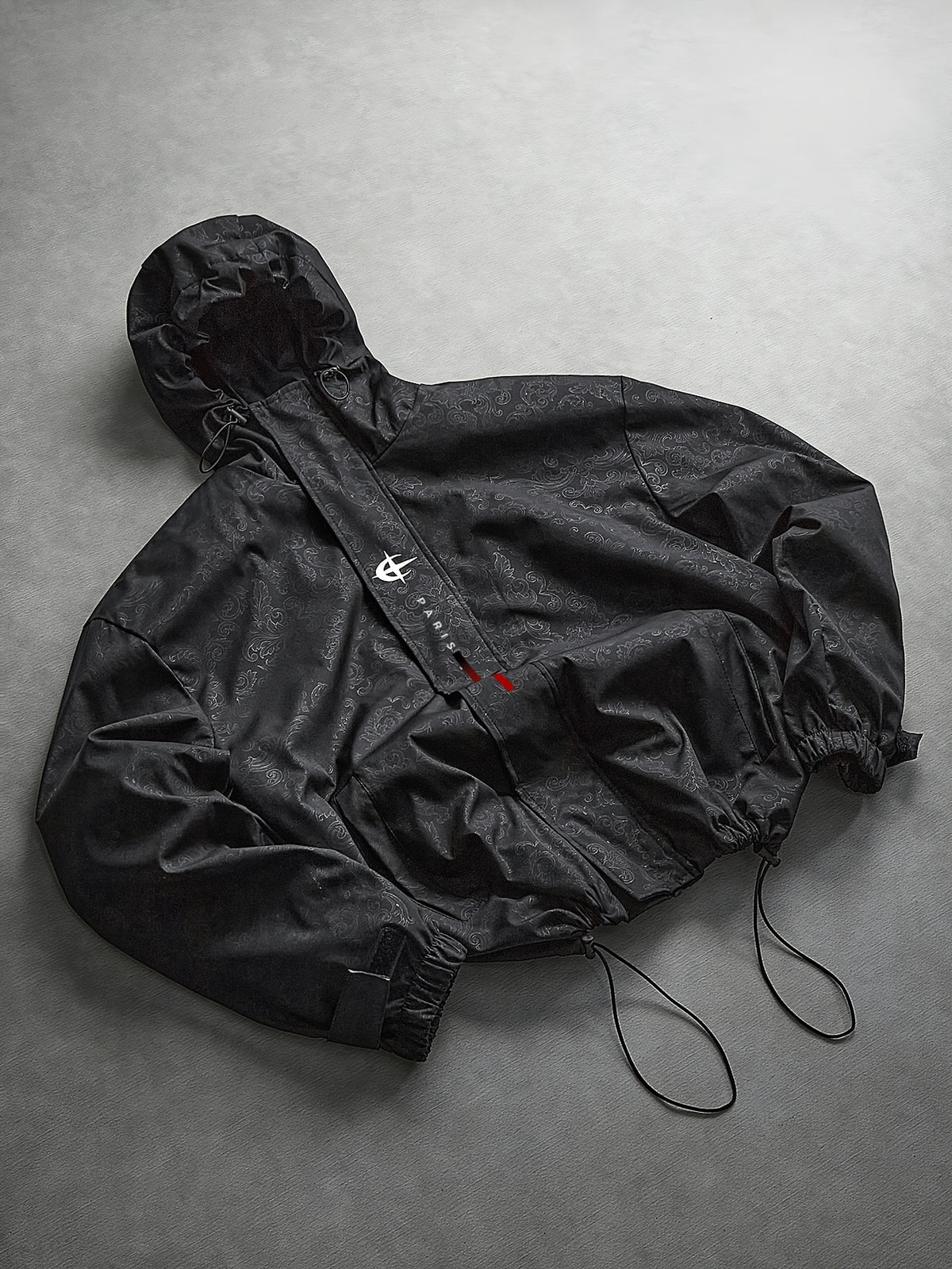 Men's Hooded Sports Jacket with Letter Print and Drawstring Hem, Spring and Autumn Daily Outings, Parties, Holidays, Old Boyfriend, Husband Gift - Black