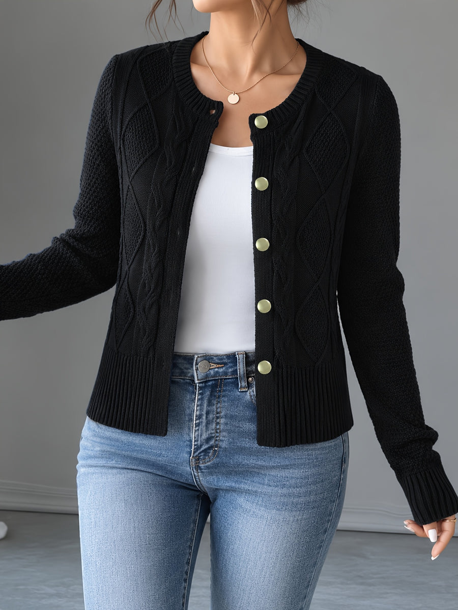New Fashion Women'S Clothing, Spring Autumn Early Winter Short Jacket, Button-Up Cardigan - Black