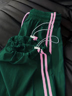 New Arrival High Waist Loose Quick Dry Pants with Drawstring Foot Opening for Multi-Wearing, 3-Color - Green