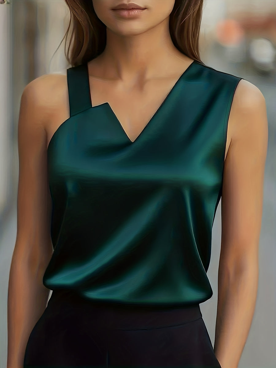 Women'S Irregular Strap Cami Top - Malachite Green