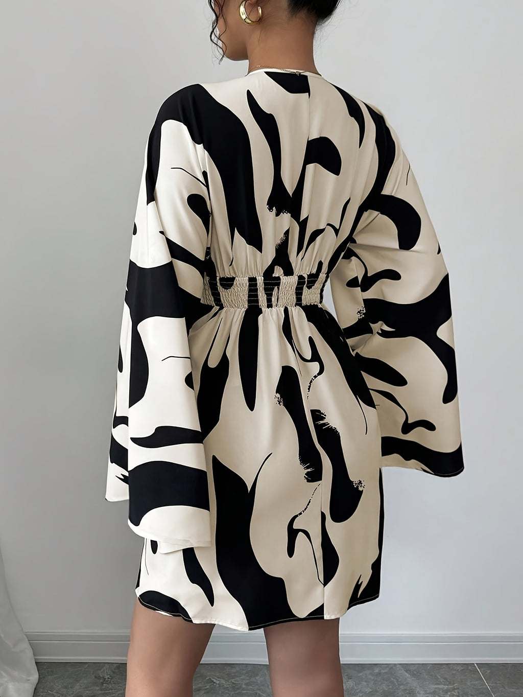 New Fashion Women'S Cow Pattern V-Neck Dress T077 - Mixed colors