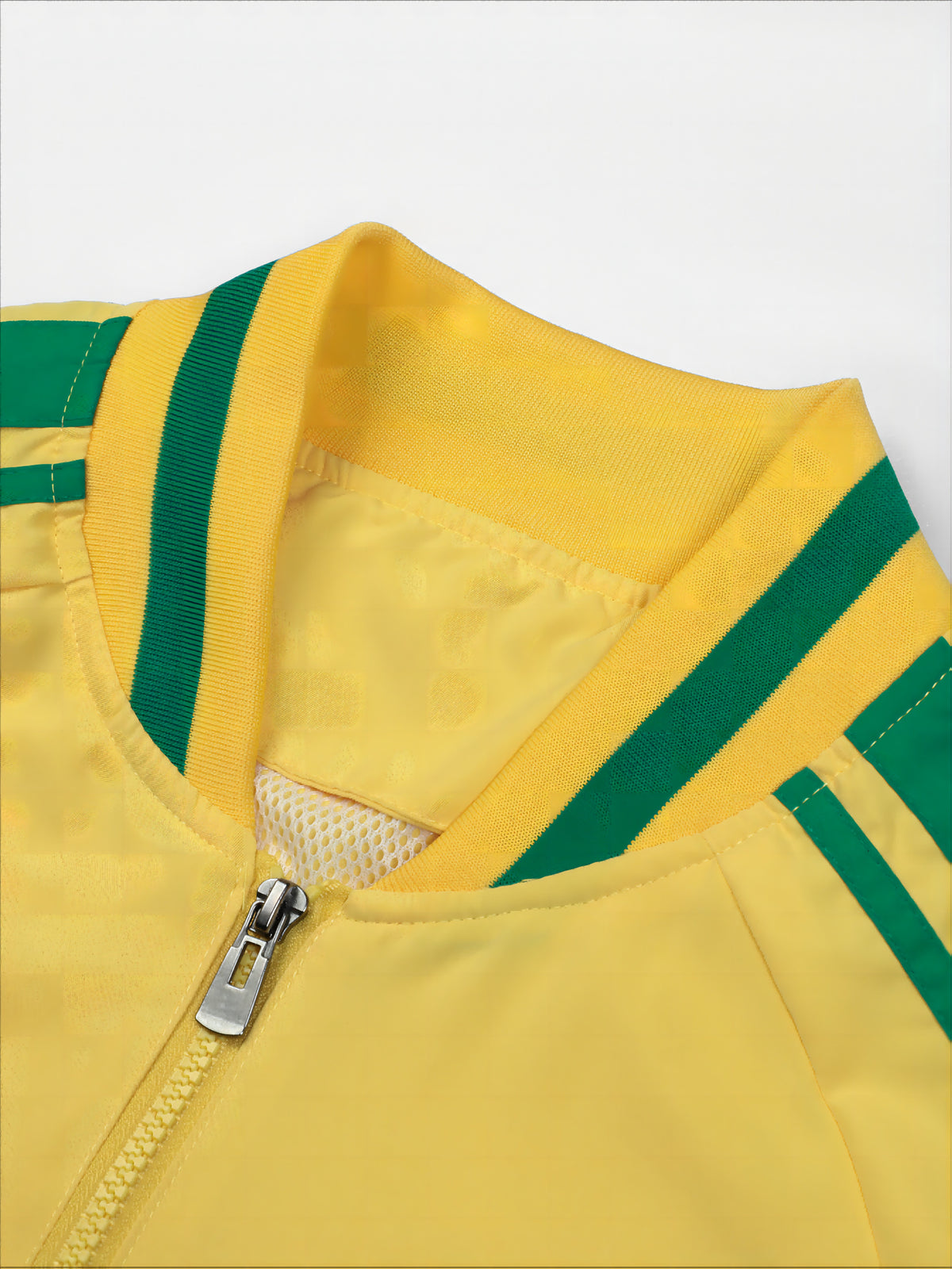 Men's Spring/Autumn Color-Block Striped Lightweight Jacket with Mesh Lining, Casual Outerwear, Outdoor Sports Baseball Jacket, Raglan Sleeve Design, Cropped Style - Yellow