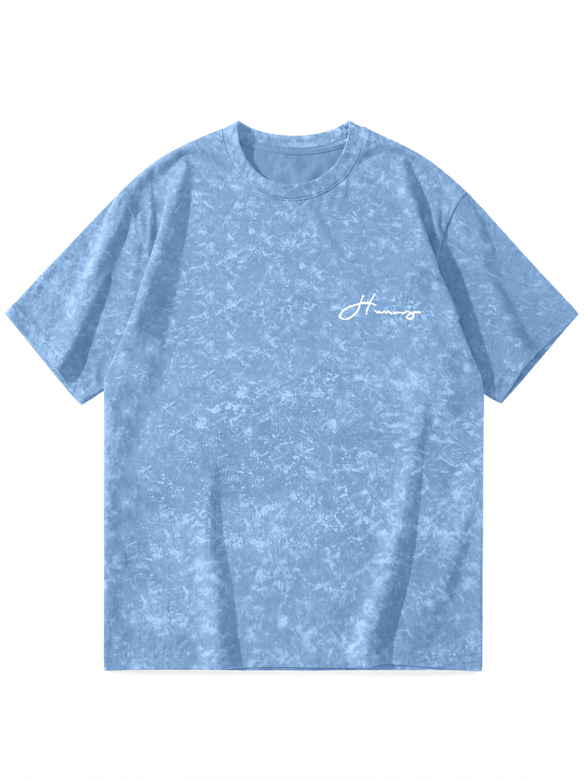 Minimalist Letter Pattern Short Sleeve, Outdoor Street Style Men'S Distressed T-Shirt - Light Blue