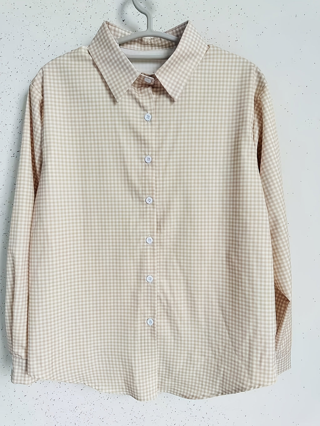 Elegant Special Edition Women'S Printed Shirt - Long Sleeve Button-Up, Classic Collar, Suitable for Office, Commute, Or Formal Events, Office Wear, Exquisite Casual - Khaki